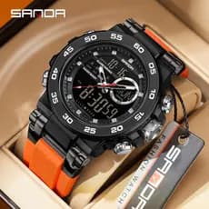 SANDA 6296 Relógio Eletrônico Masculino À Prova D'água LED Esportivo Multifuncional-59