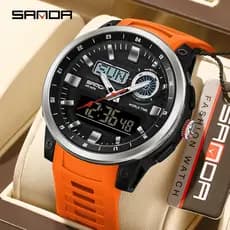 SANDA Novo 3389 Estudante Relógio Eletrônico Esportes Multifuncional À Prova D'água Dual Display LED Masculino-46