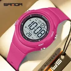 Sanda 6372 Novo Relógio Eletrônico Elegante À Prova Dwaterproof Água Luzes Coloridas Estudante popular Esportes manandwo