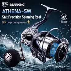 Carretel Giratório De Água Salgada BEARKING ATHENA-SW : 5 Pontos Selados À Prova D'água , Arrasto Máximo De 15 Kg , Rola