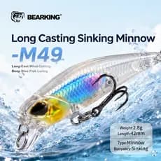 BEARKING Iscas De Pesca 42mm 2.8g Artificiais Com Ganchos VMC Afundamento Lento Hrard Isca wobblers Equipamento