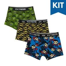 Kit 3 Cuecas Boxer Infantil  Microfibra Personagens Menino Forro 100% Algodão