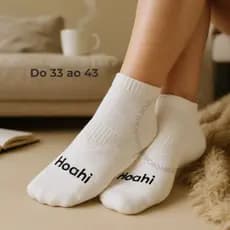 Kit 3 ou 6 Pares de Meias HOAHI Cano Curto Algodão Premium Unissex Compressão Leve