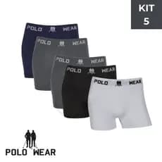 Kit 5 Cuecas Boxer Polo Wear Masculina Microfibra Sem Costura Confortável Leve Respirável Macia