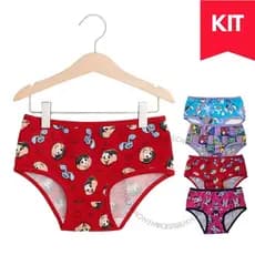 Kit 5 ou 10 Calcinha Infantil Microfibra Menina Confortável Forro Algodão