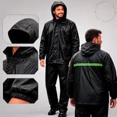 Capa de Chuva Calça Conjunto Moto Impermeável Unissex Azul com Refletivo Motoboy Trabalho Externo