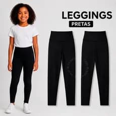 Calça Legging Juvenil Suplex Escolar Lisa Preta Infantil Cintura Alta Não Transparente
