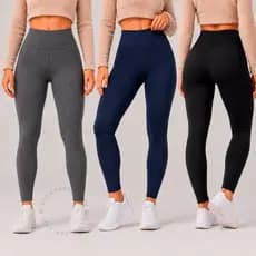 Calça Legging Suplex Feminina Tecido Grosso Cos Alto Costura Reforçada Modeladora