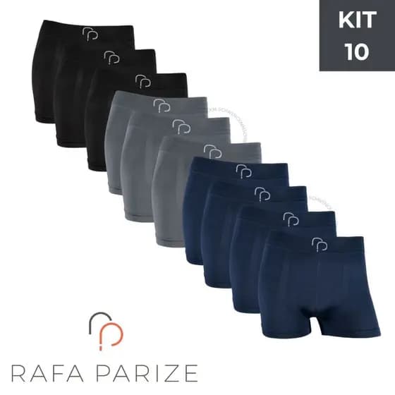 Kit 10 Cueca Masculina Boxer Sem Costura Microfibra Rafa Parize