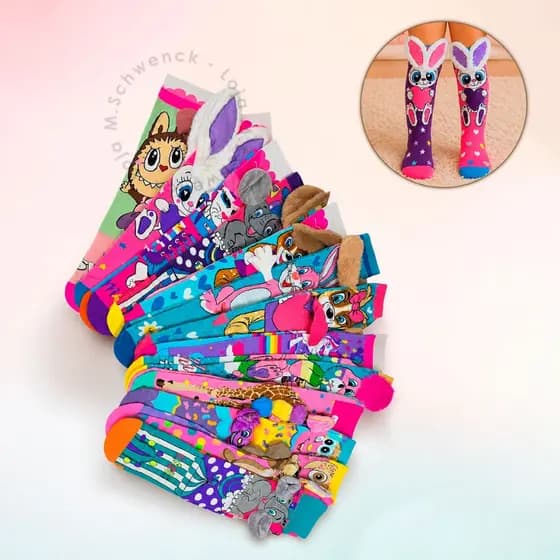 Meias 3D Divertida Infantil Cano Alto Menino ou Menina Divertida Personagens Conforto Diversão