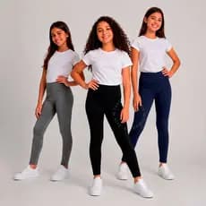 Calça Legging Juvenil Suplex Escolar Infantil Cintura Alta Não Transparente Inverno Moda Feminina