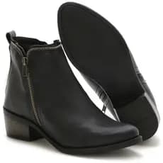 Coturno Feminino Ziper Bota Cano Curto Salto Baixo Leve E Confortavel Lançamento Inverno 6705