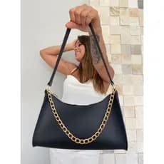 Bolsa Baguete Feminina Corrente de Lado Tiracolo Transversal de Ombro Pequena Estilosa Barata
