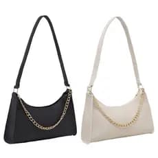 Kit 2 Bolsas Baguetes Corrente Feminina Pequena de Ombro e de Mão