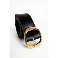 Cinto Feminino Fivela Redonda Metal Dourado Largo 3cm Montana Moda Blogueira