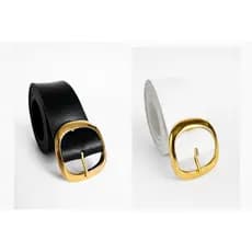 Kit 2 Cinto Feminino Largo 3cm Fivela Dourada Metal Moda Blogueira