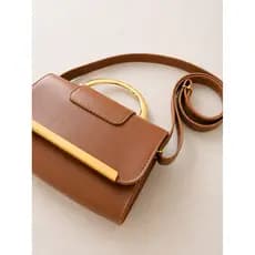 Bolsa Feminina Alça Transversal e de Mao Minimalista Metal Casual