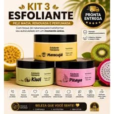 kit 3 esfoliantes 180 g pele macia e hidratada , limpeza produnda, remove impurezas e renova a pele envio imediato