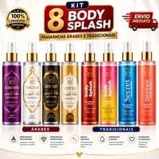 KIT 8 BODY SPLASH feminino 200ML FRAGRÂNCIA ÀRABES E TRADICIONAL, ENVIO IMEDIATO