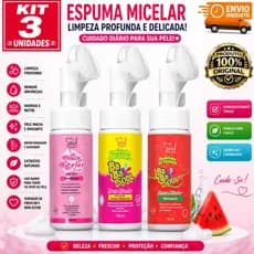 kit 3 mousse micelar ,  150 ml, limpeza de facial completa, hidratação, removedor de maquiagem, pele maçia e cheirosa,