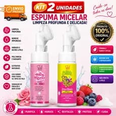 kit 2 mousse micelar , limpeza facail completa, hidratação, remove maquiagem, pele maçia