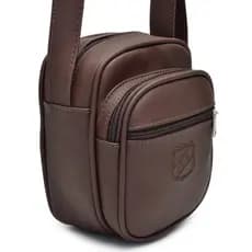 Bolsa Transversal masculina pequena em couro sintético automotivo