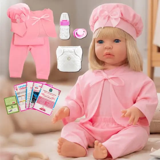 Boneca Bebê Reborn Realista Original de Silicone Menina Pode Dar Banho Envio Imediato