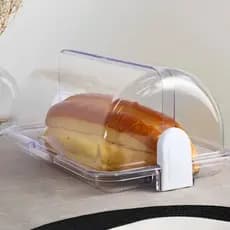 Porta Pao Acrílico Cristal 30cm Armazenador Com Tampa Para Pães e Bolos