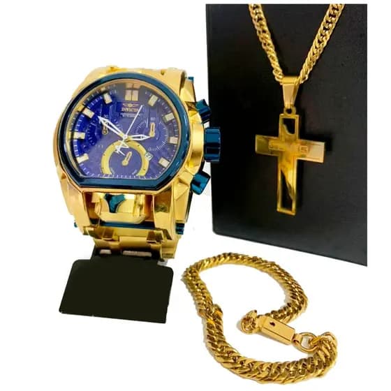 Relógio Importado Original  + Kit Completo com Corrente Pingente e Pulseira PINO AZUL