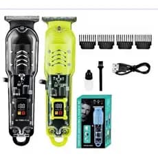 Máquina De Cortar Cabelo E Barba Transparente Recarregável