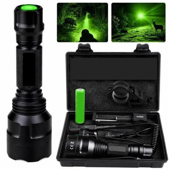 Lanterna  Foco Luz Verde Recarregável USB de Alta Potência para Camping e Emergências mtc8