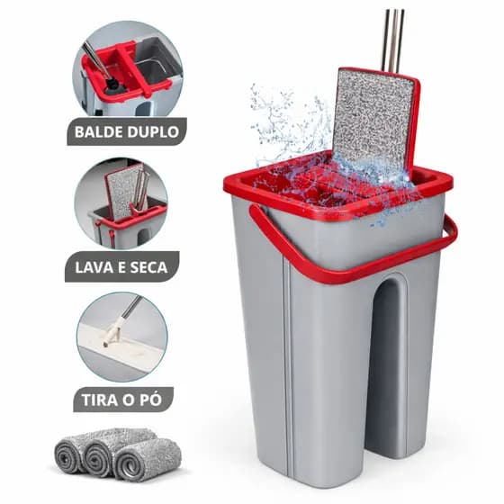 Mop Slim Lava e Seca 5 Litros Esfregão Magico Multiuso