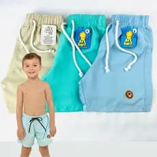 kit 3 bermuda infantil tactel masculino 0 a 14 anos moda praia juvenil férias short masculina