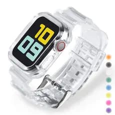 Relógio Pulseira De Silicone Transparente Para Apple SE 11 10 9 Banda + Case Esporte iWatch 40mm 44mm 38MM Glacier Claro