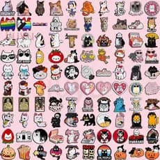 100 Estilos Bonito Gato Preto Esmalte Pinos Engraçado Olhos Grandes Gatinho Animal Broches Lapela Crachá Dos Desenhos An