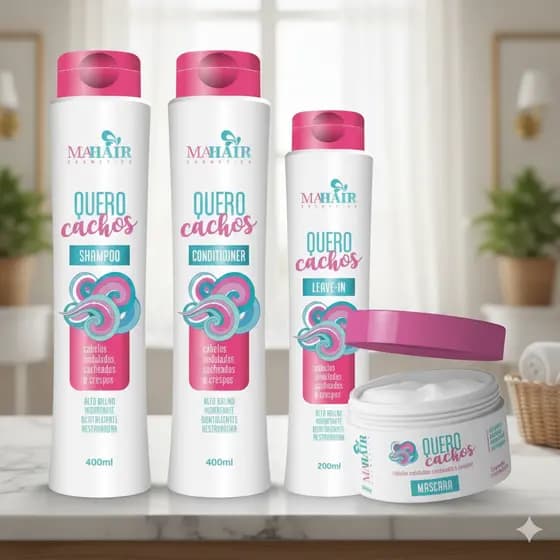 Kit Capilar Profissional para Cabelos Cacheados Mahair Cosmeticos Cabelo Ondulados Cabelos Crespos e Cacheados