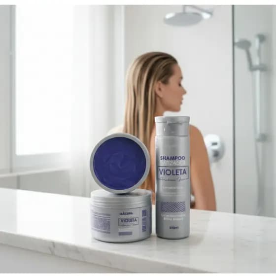 Kit Profissional Capilar Matizador Violeta Blond Belkit para Cabelos Loiros Cabelos Platinados Cabelos Grisalhos