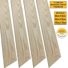 Kit 4 Tábua De Madeira Pinus Prateleira Estante Rack Bancada