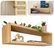 Nicho Retangular De Madeira 40cm Estante Pinus Decorativo Rack Porta Objetos