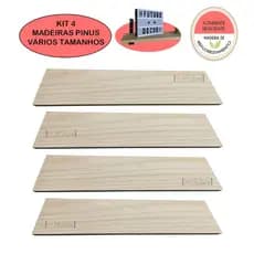 Kit 4 Tábuas de Madeira Pinus 60X20CM Prateleira Decoração Estante Rack Mesa Artesanato