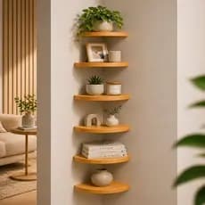 Kit 6 Prateleiras De Canto Pinus Cantoneira Decorativa De Parede Estante Rack
