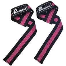 Par De Straps  Academia Profissional Musculação Alta Resistência Feminino Preto c/ Pink