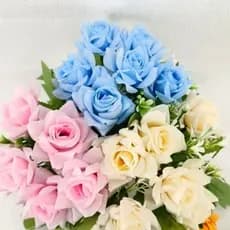 Rosas Artificiais 5 Pontas 6 Cabeças - Flores de Luxo para Decoração de Casamento, Festa e Presente