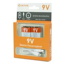 2 Baterias Recarregável 9v 650mah Genai Tipo C 5v