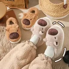 Chinelos Pantufas De Pelúcia De Capivara  Criança , Quentes E Macios De Animais Para Casa