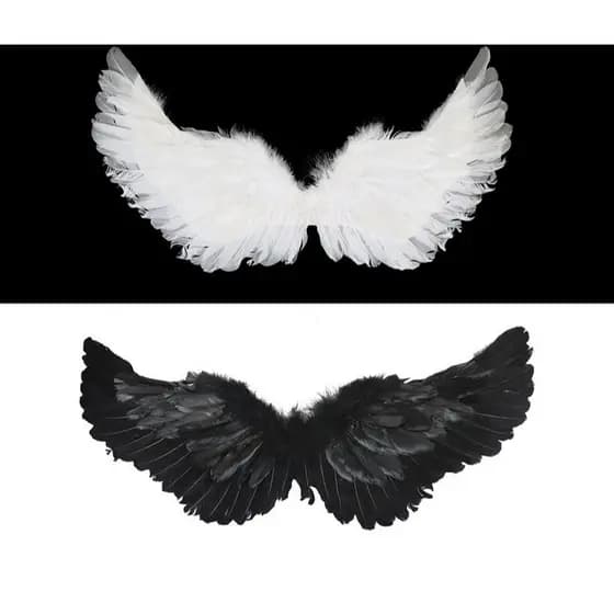 Fantasia de Asa de Anjo ou Diabo - Asas De Penas / Halloween / Natal / Anjo