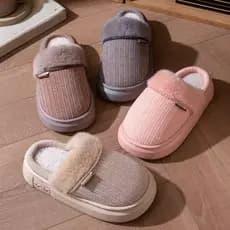 Sapato/Chinelo pantufa canelado com pelo inverno adulto feminina