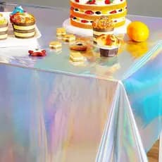 Toalha de Mesa Plástica Holográfica Resistente - Decoração de Festa 137x274CM