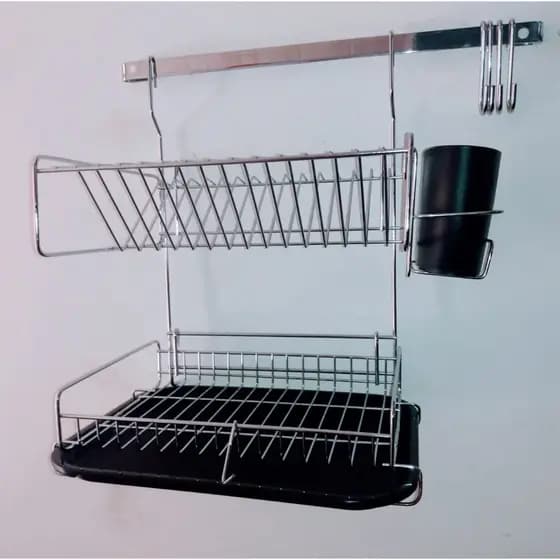 ESCORREDOR DE LOUÇA VARÃO DE PIA PORTA TALHERES PRETO