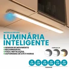 Kit 20cm-60cm Smart Luminária Inteligente Led Barra Difusa Recarregável USB Sensor Movimento Sem Fio